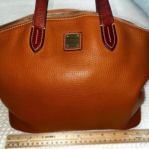 Dooney & Bourke Pebbled Leather Satchel- Saddle Brown with Dark Brown Handles